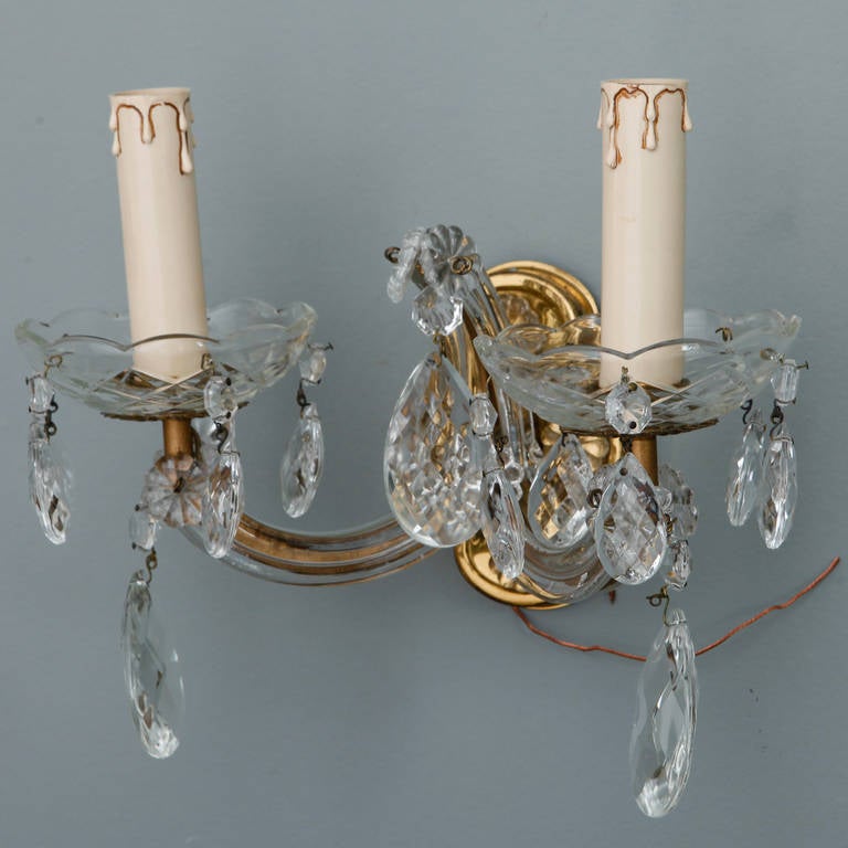Crystal Pair of Two Arm, Maria Theresa Sconces