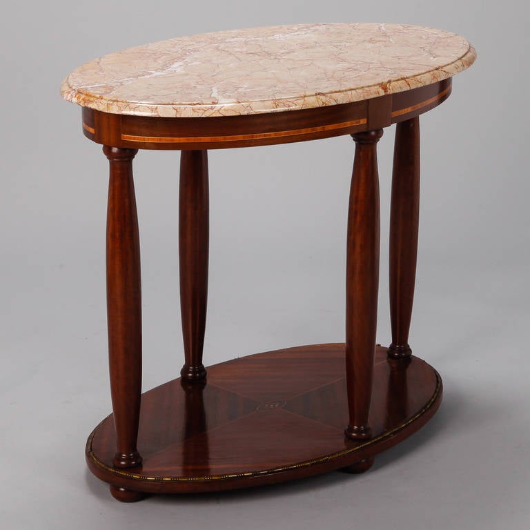 French Directoire, Oval Centre Table with Rouge Marble Top In Excellent Condition In Troy, MI