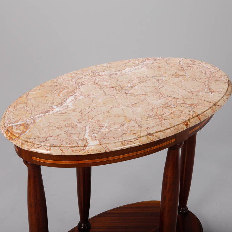 20th Century French Directoire, Oval Centre Table with Rouge Marble Top