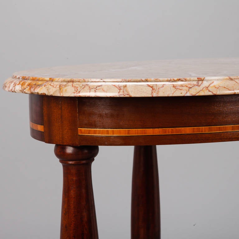 French Directoire, Oval Centre Table with Rouge Marble Top 1