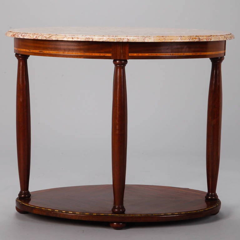 French Directoire, Oval Centre Table with Rouge Marble Top 4