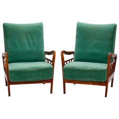 Pair of Open Work Lounge Chairs in the Manner of Paolo Buffa
