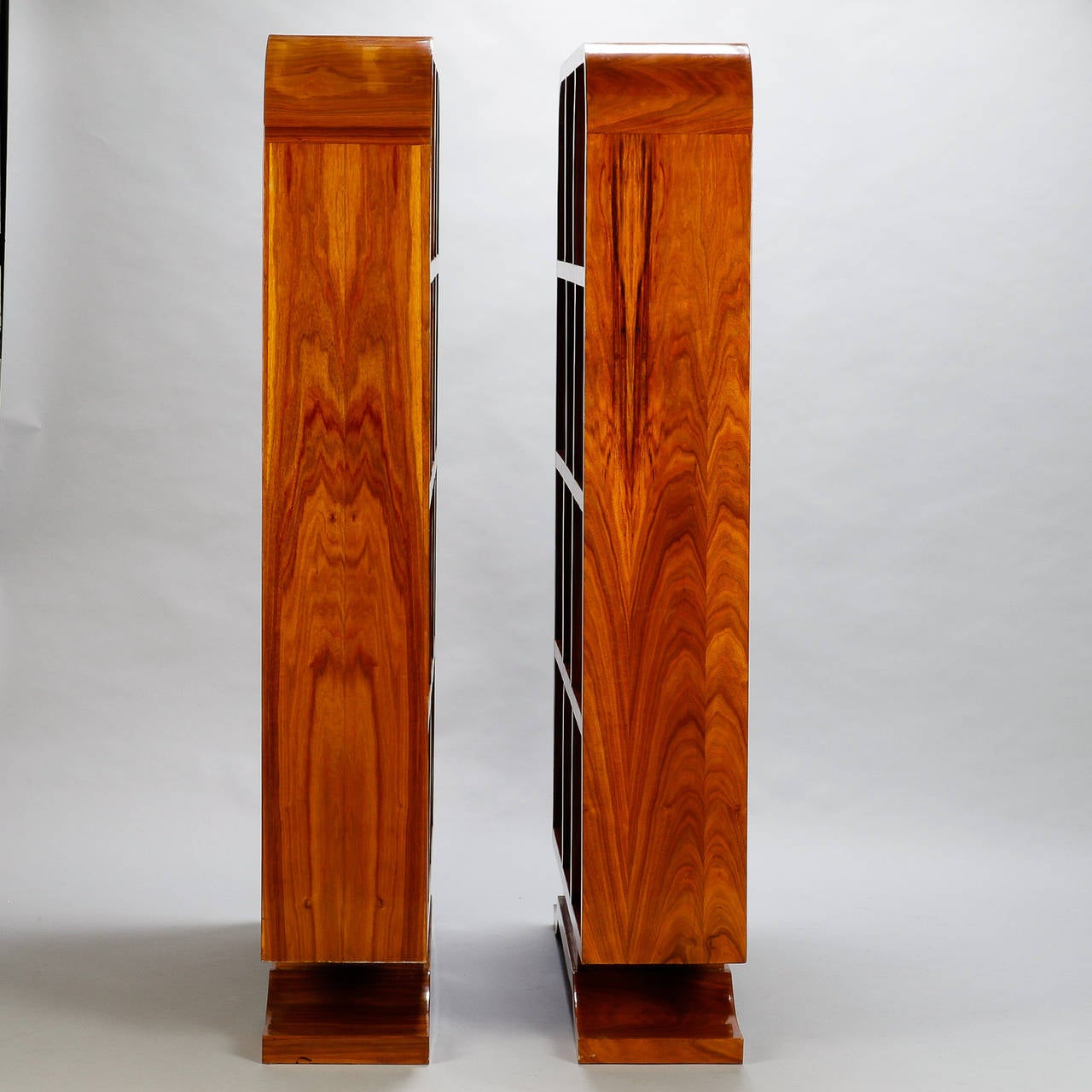 Mid-20th Century Pair of Art Deco Walnut Shelf Units