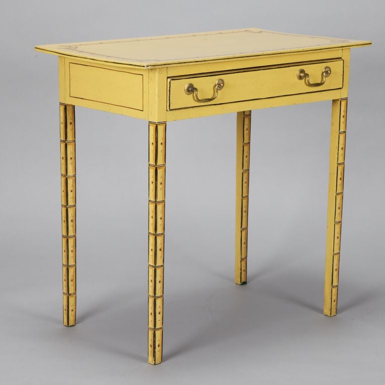 French Yellow Painted Side Table