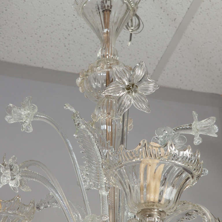 Six Light Clear Glass Daffodil Chandelier at 1stDibs
