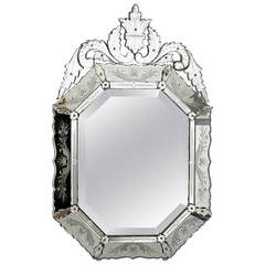 Antique Large 19th Century Octagonal Venetian Mirror