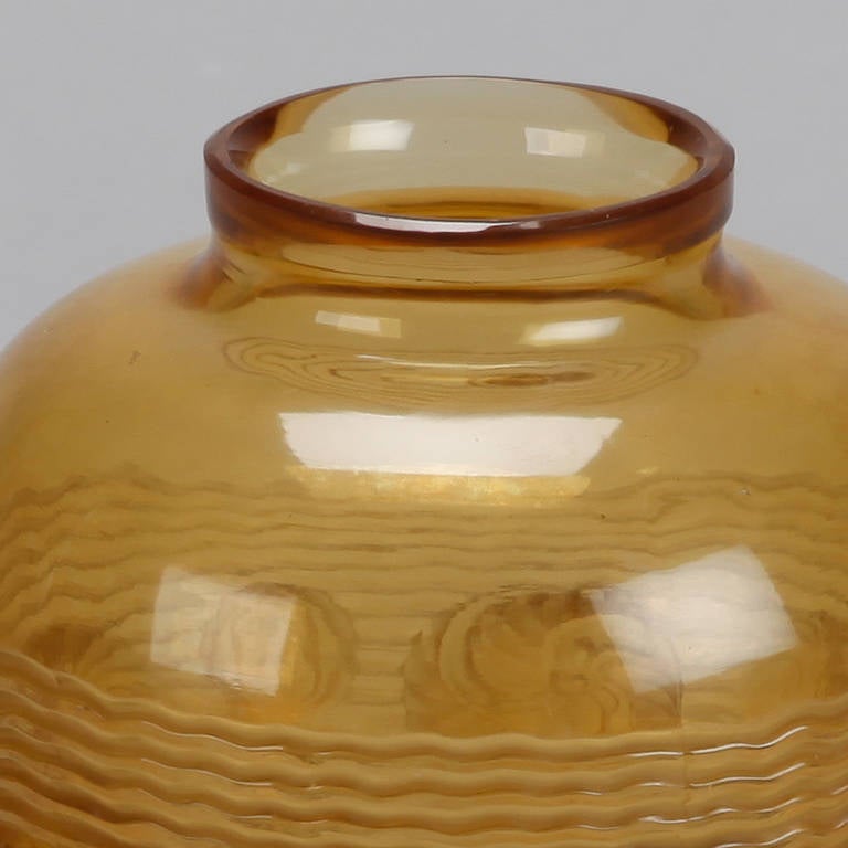 Mid-20th Century Small Signed Verlys Gold Glass Vase