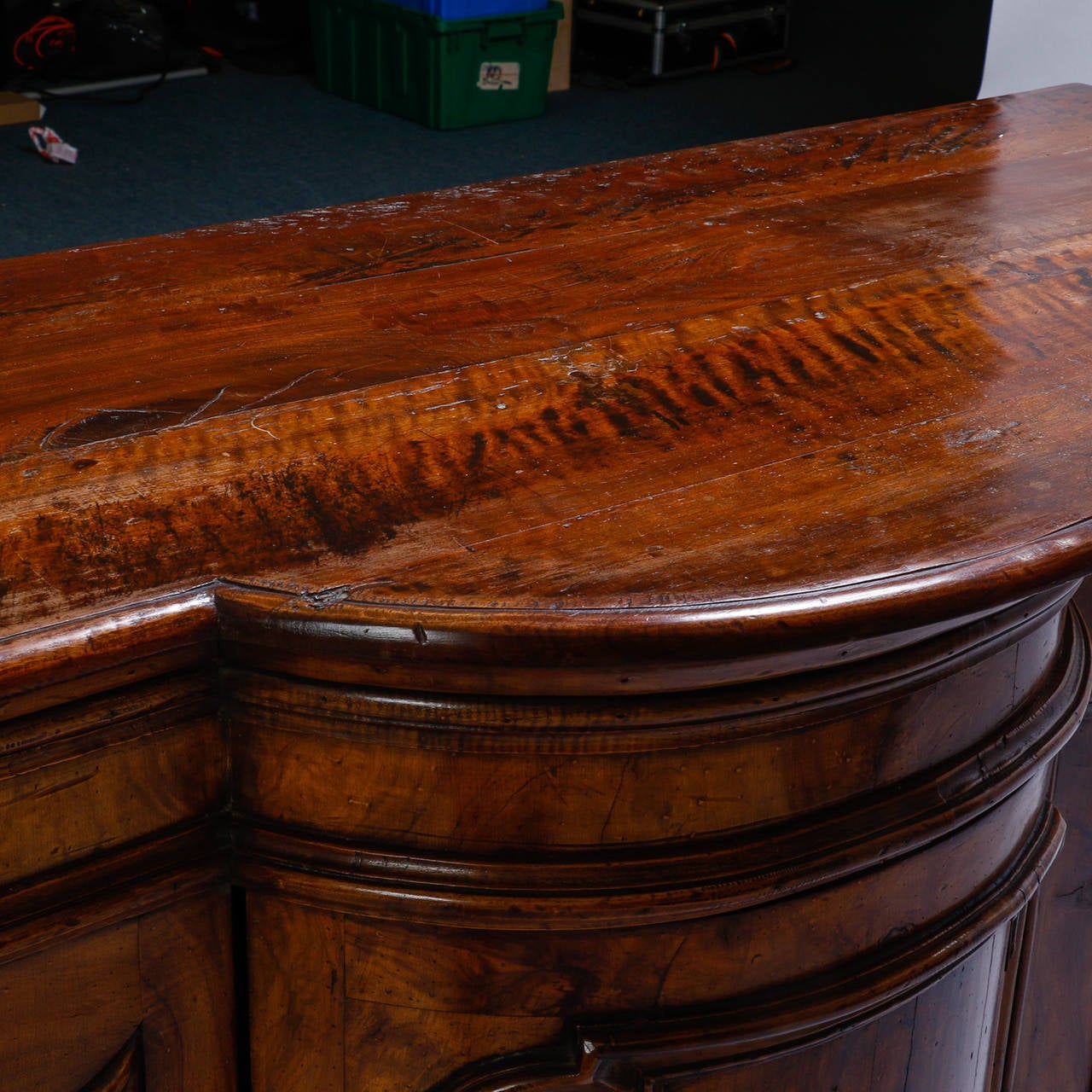19th Century Burl Walnut Cabinet with Rounded Front and Original Keys 4