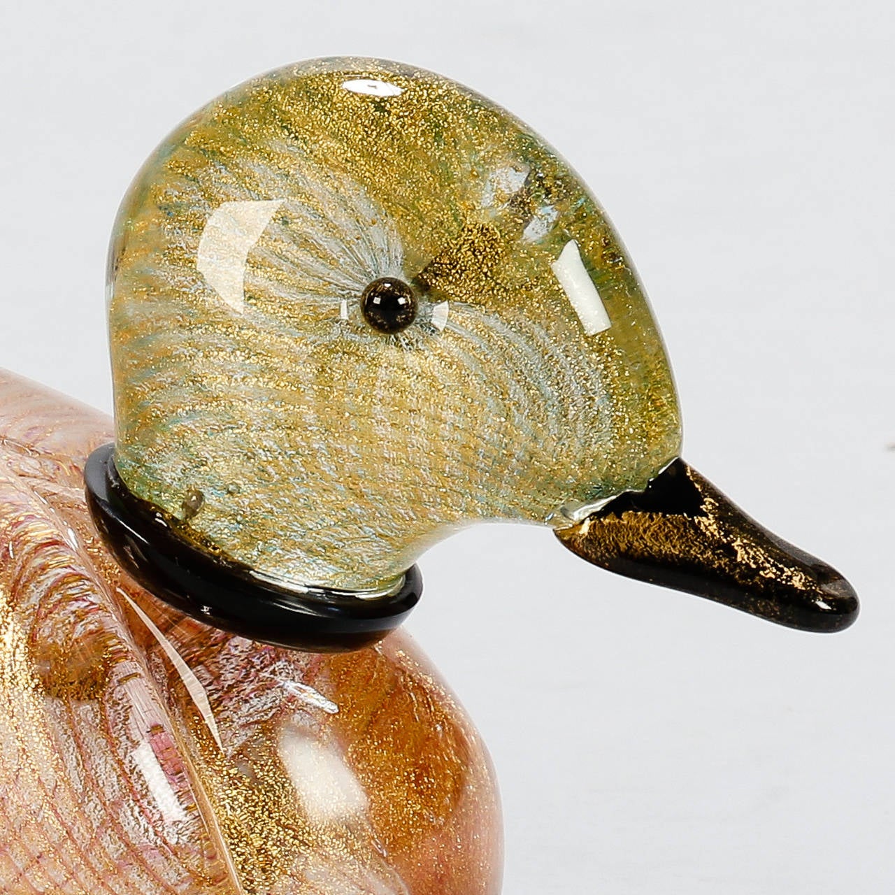 Mid-Century Modern Midcentury Signed L.I.P. Murano Aventurine Glass Duck
