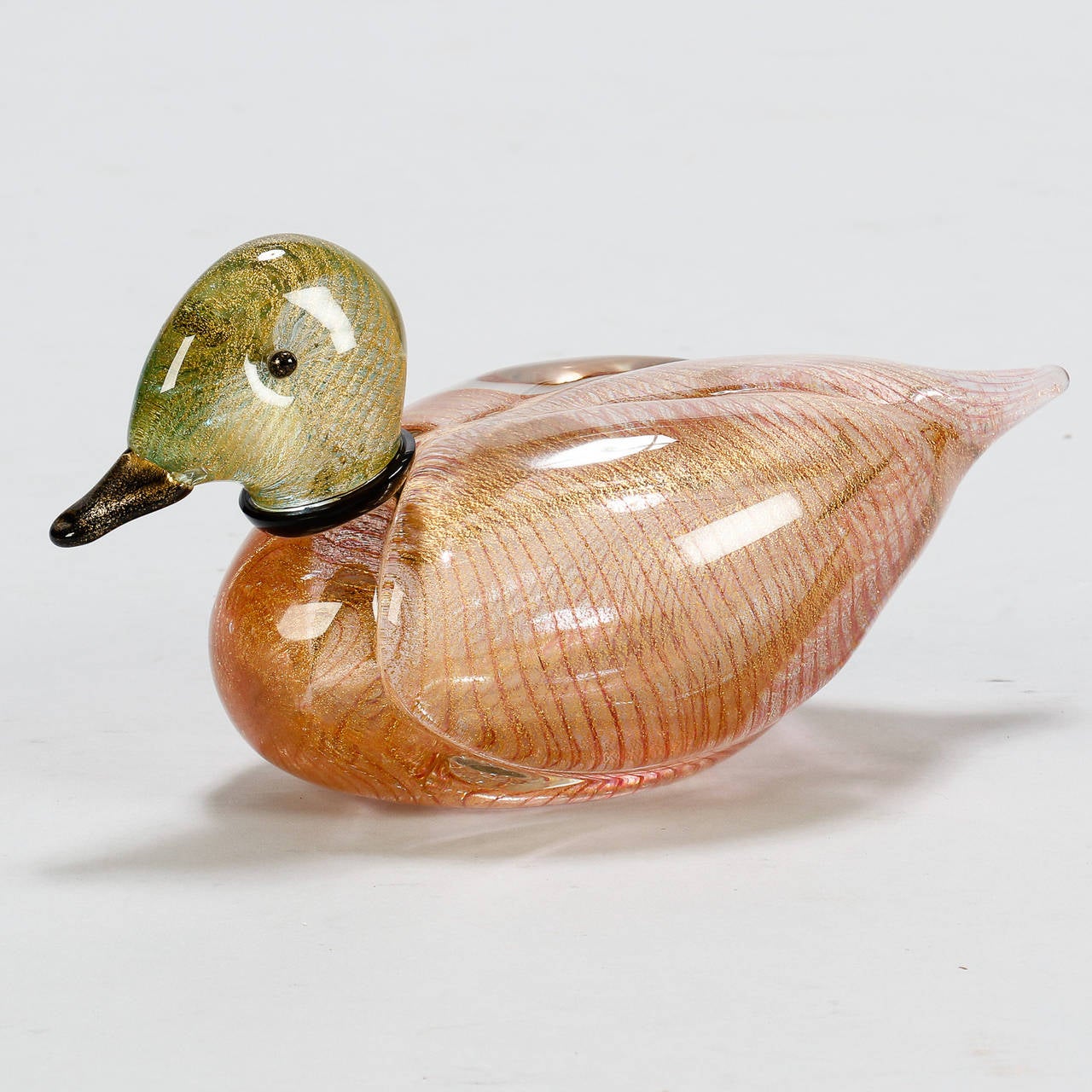 20th Century Midcentury Signed L.I.P. Murano Aventurine Glass Duck