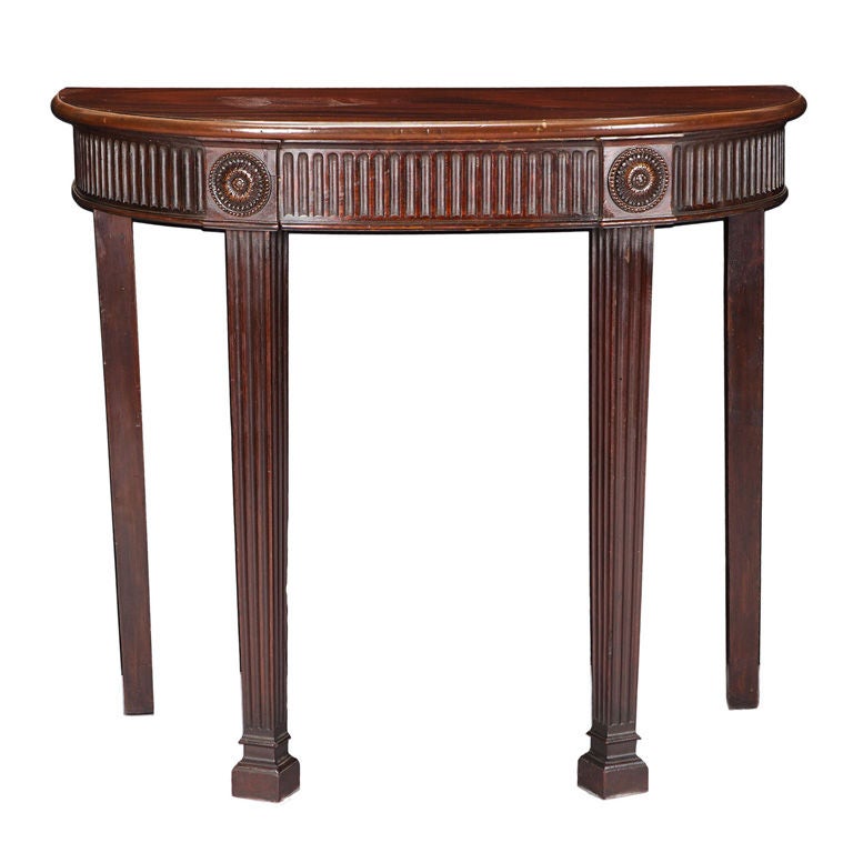 Mahogany Carved Demilune Console
