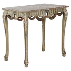 French Marble Top Louis XVII Style Painted Side Table