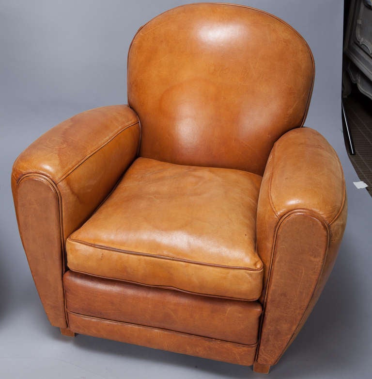 caramel leather club chair