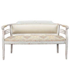 White Painted Swedish Sofa with Silk Upholstery