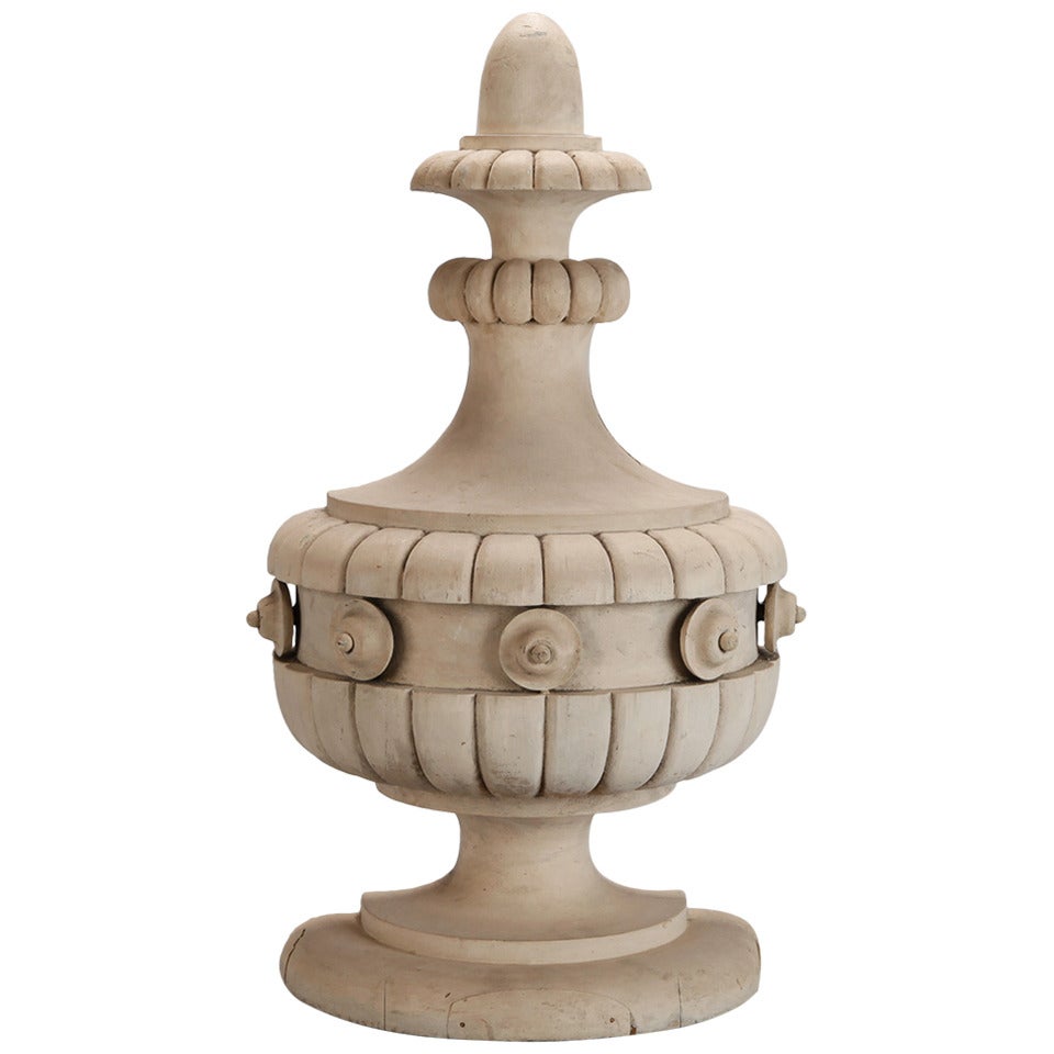 Tall Architectural Bleached Wood Flat Back Urn
