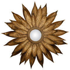 Large Double Layer Bronze and Gold Metal Sunburst Mirror