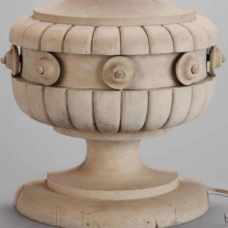 Unknown Tall Architectural Bleached Wood Flat Back Urn