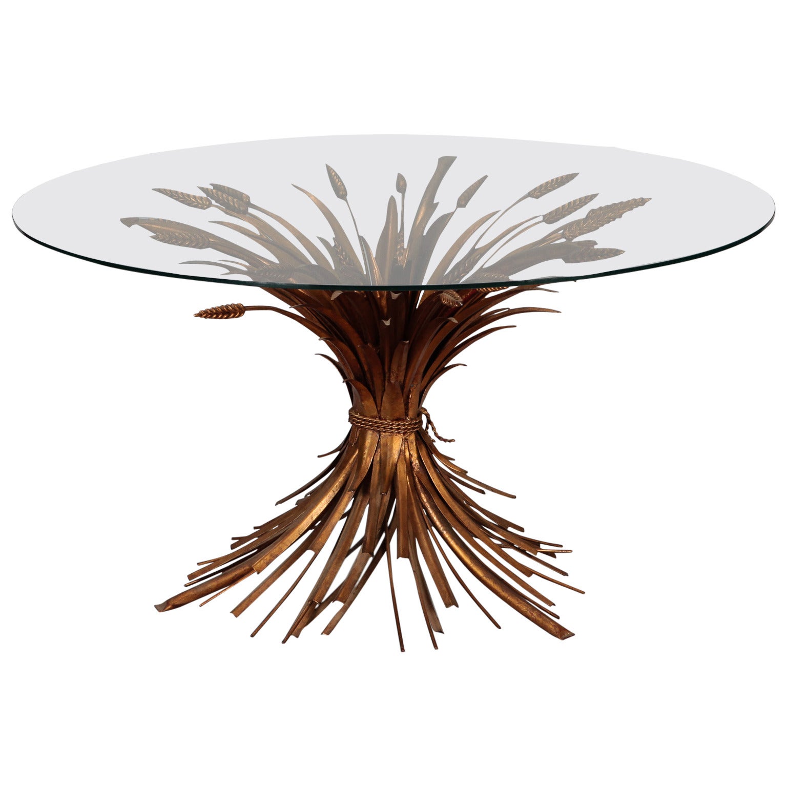 Midcentury Gilded Metal Wheat Sheaf Table