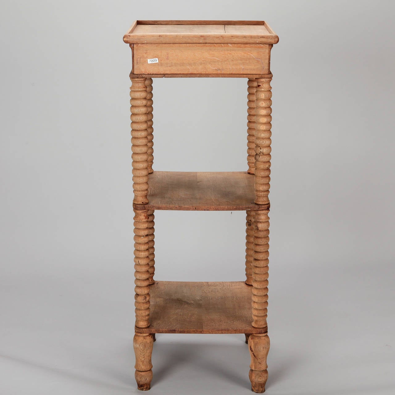 Small Narrow Bleached Oak Two-Tier Etagere with Drawer 2