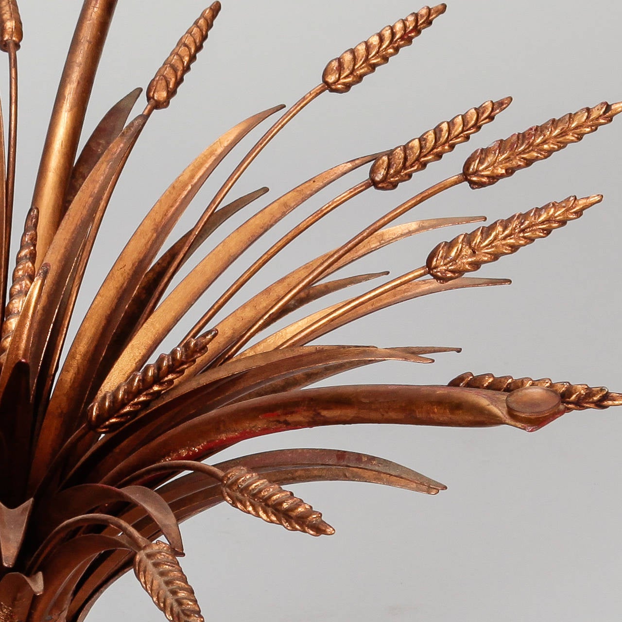 Gilt Midcentury Gilded Metal Wheat Sheaf Table