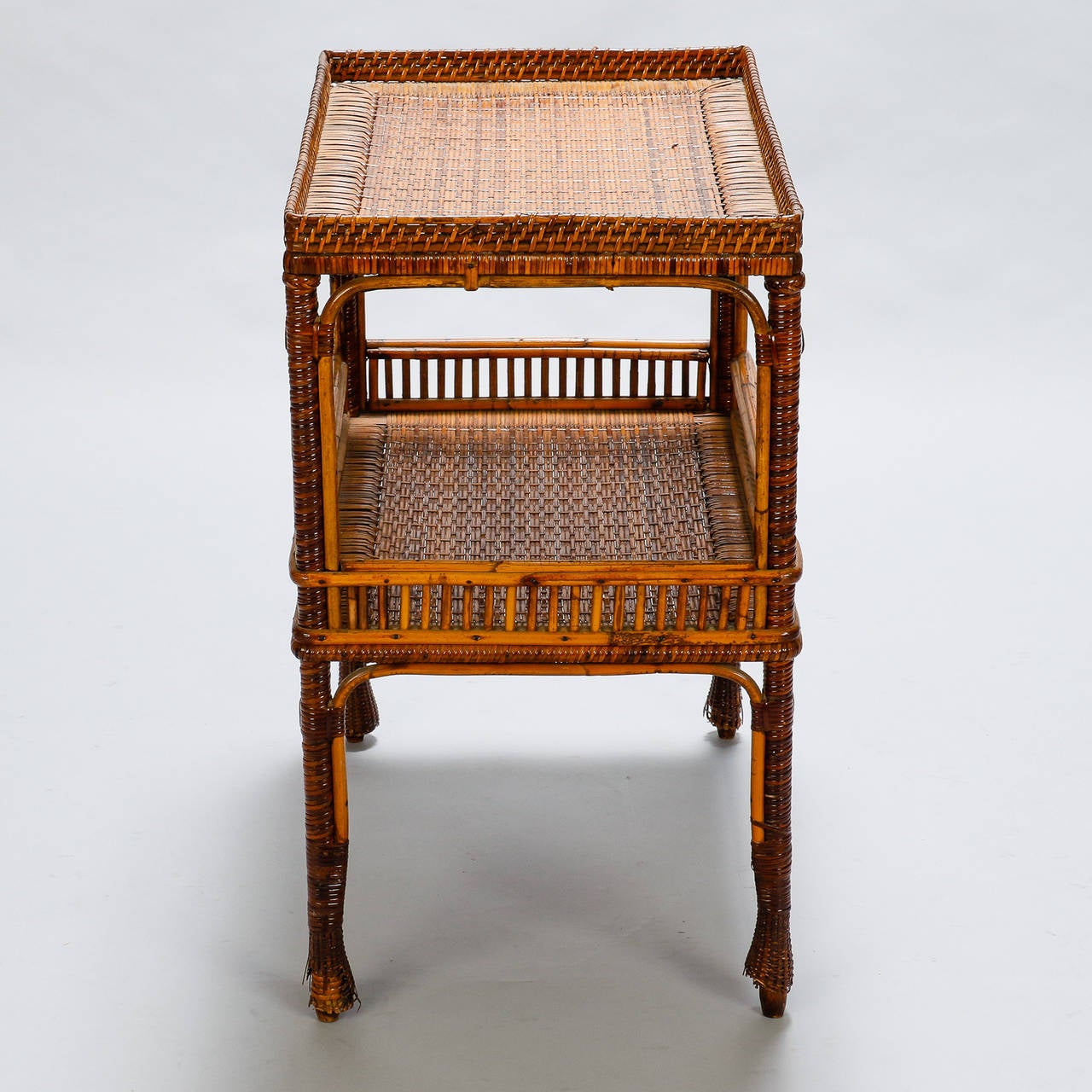 Mid Century Rattan Two-Tier Small Server