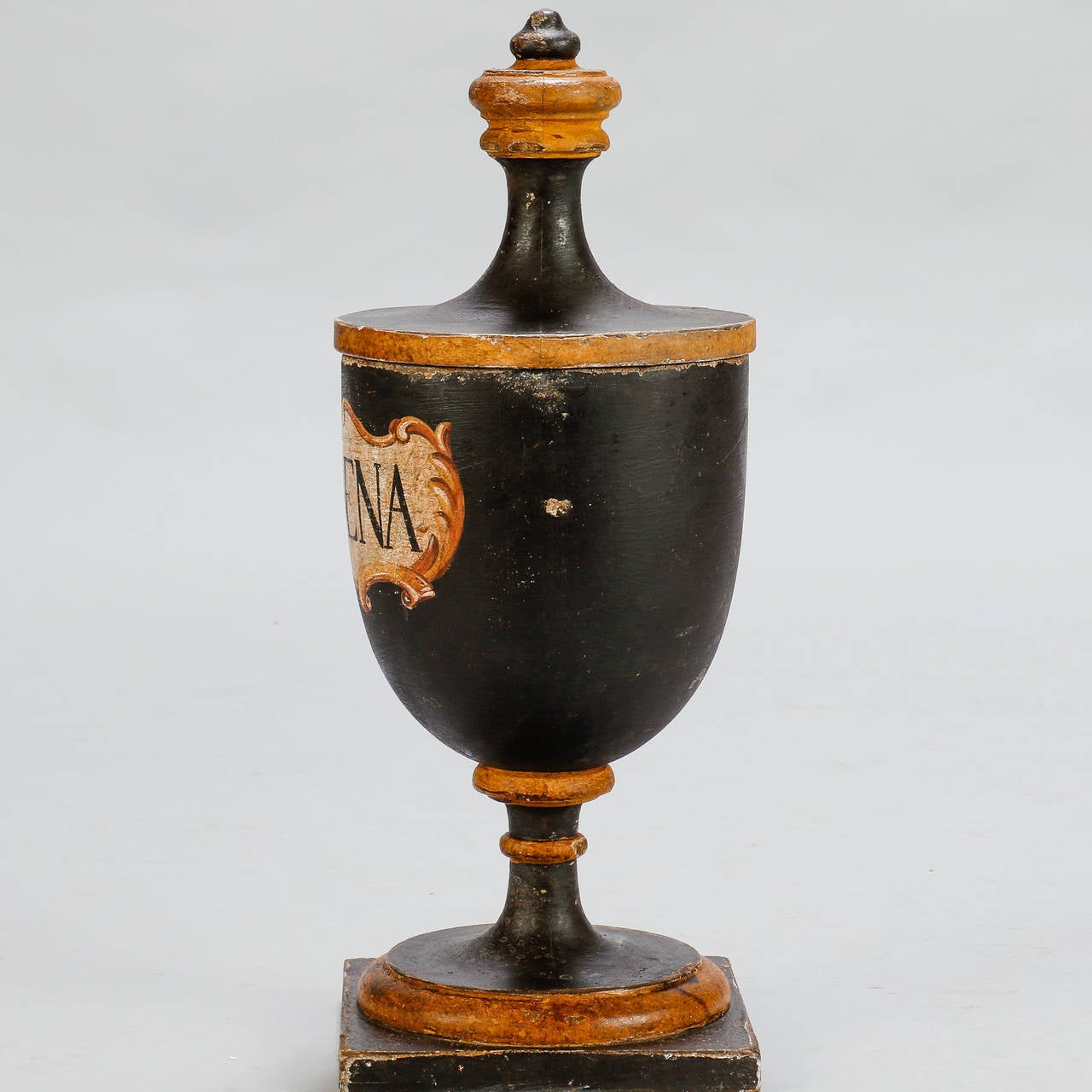 19th Century Wood Herb Jar with Original Paint For Sale 2