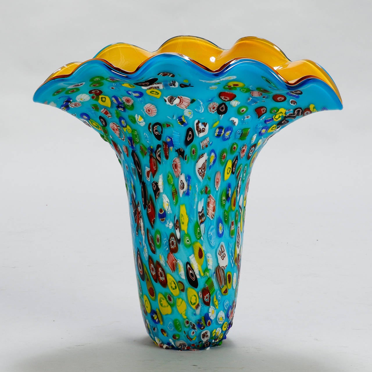 Tall Blue Murano Glass Millefiori Vase at 1stDibs murano millefiori