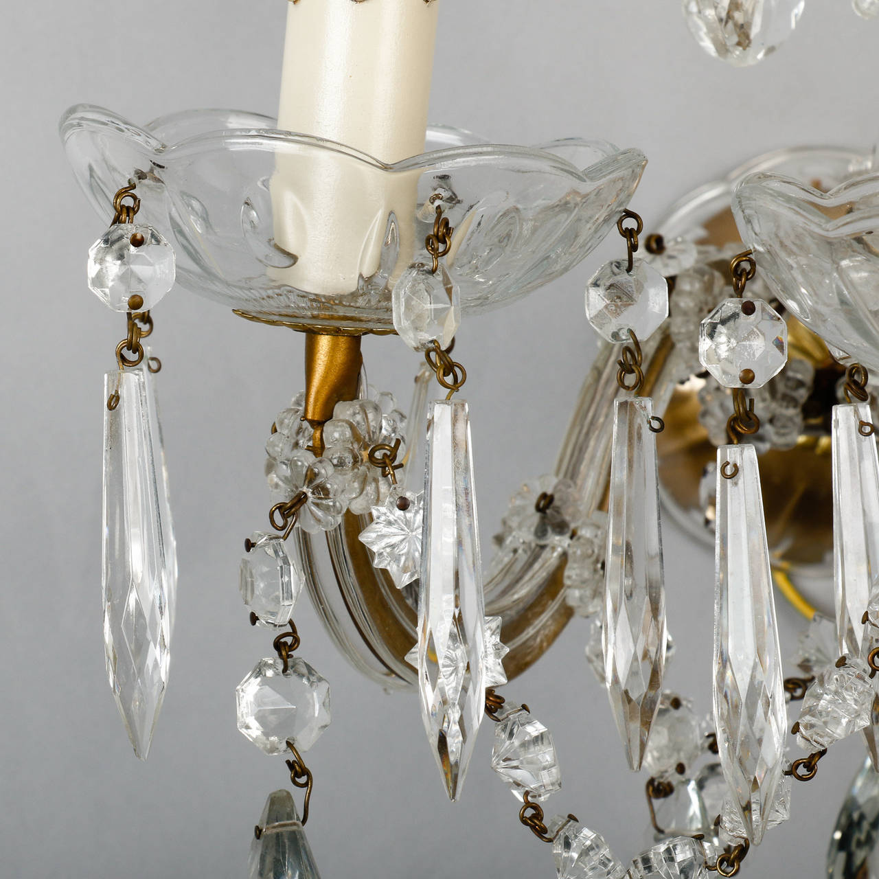 Pair of Maria Theresa Three-Light Sconces with Crystal Finial 3