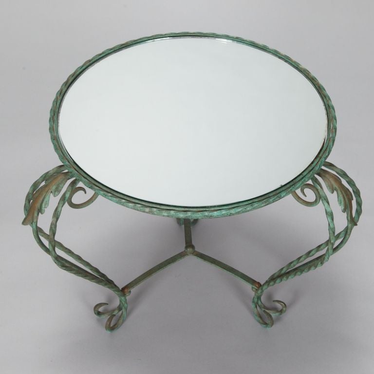 Mid-20th Century Italian Iron Mirror Top Low Round Table