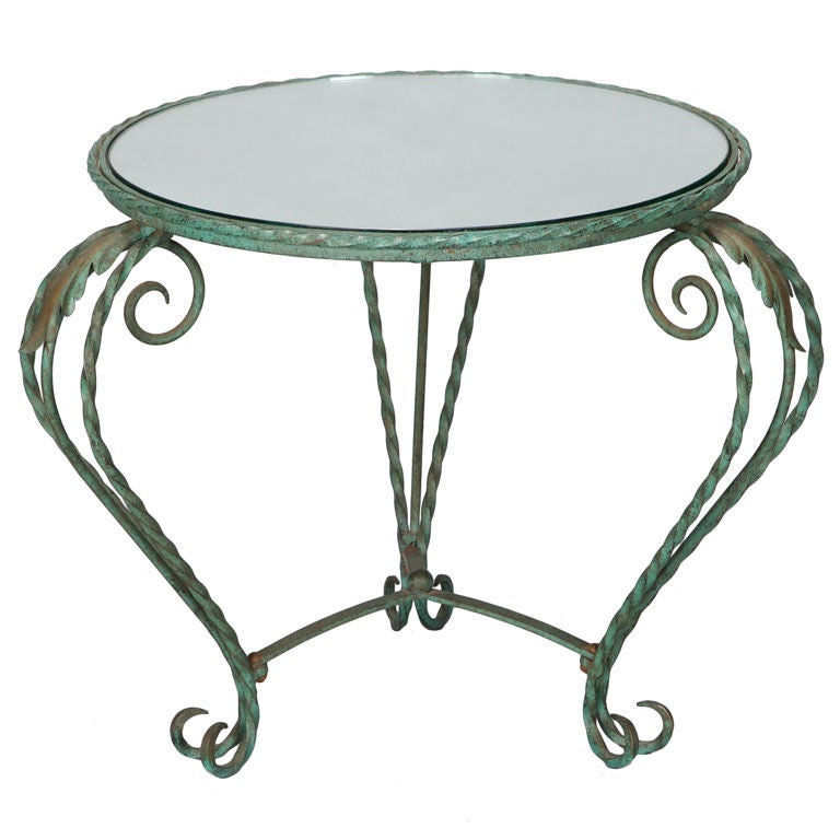 Italian Iron Mirror Top Low Round Table