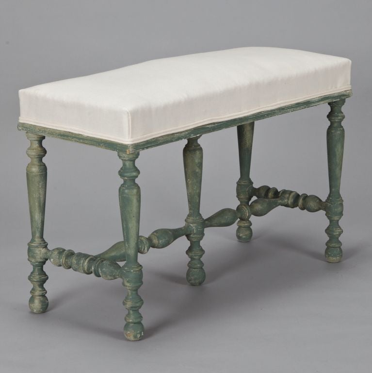 Teal Green Painted French Bench