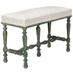 Teal Green Painted French Bench