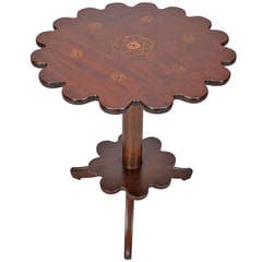French Scalloped Edge Two Tier Walnut Table