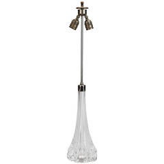 Midcentury Tall Clear Glass, Val Saint Lambert Table Lamp