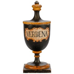 19th Century Wood Herb Jar with Original Paint