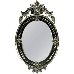 Antique Oval Venetian Mirror with Crown