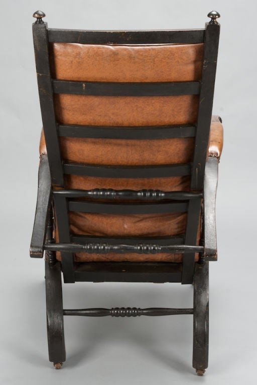 Leather Upholstered Armchair with Turned Joints 2