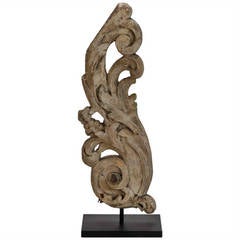 Carved Wood Architectural Element with Custom Stand