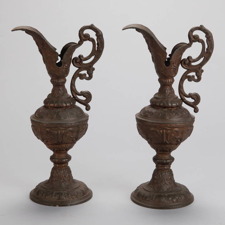 Pair of Tall Bronze Decorative Ewers 3