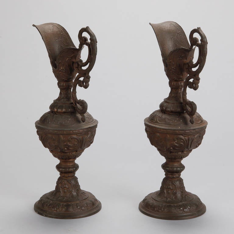 Pair of Tall Bronze Decorative Ewers 4