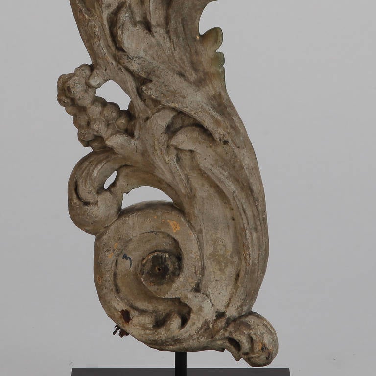 Italian Carved Wood Architectural Element with Custom Stand