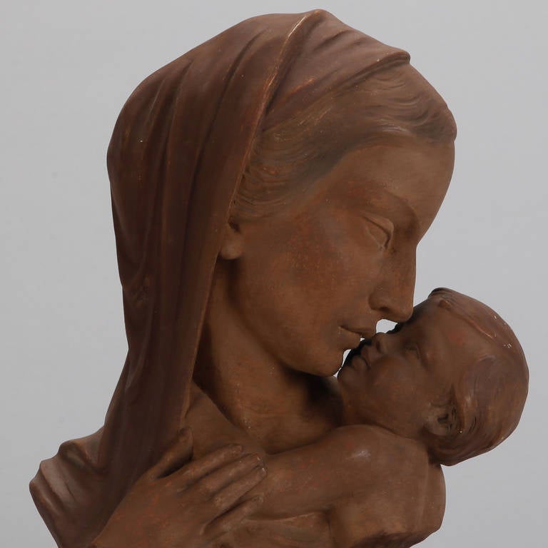 Belgian Johanne Dommisse Madonna and Child Terra Cotta Bust