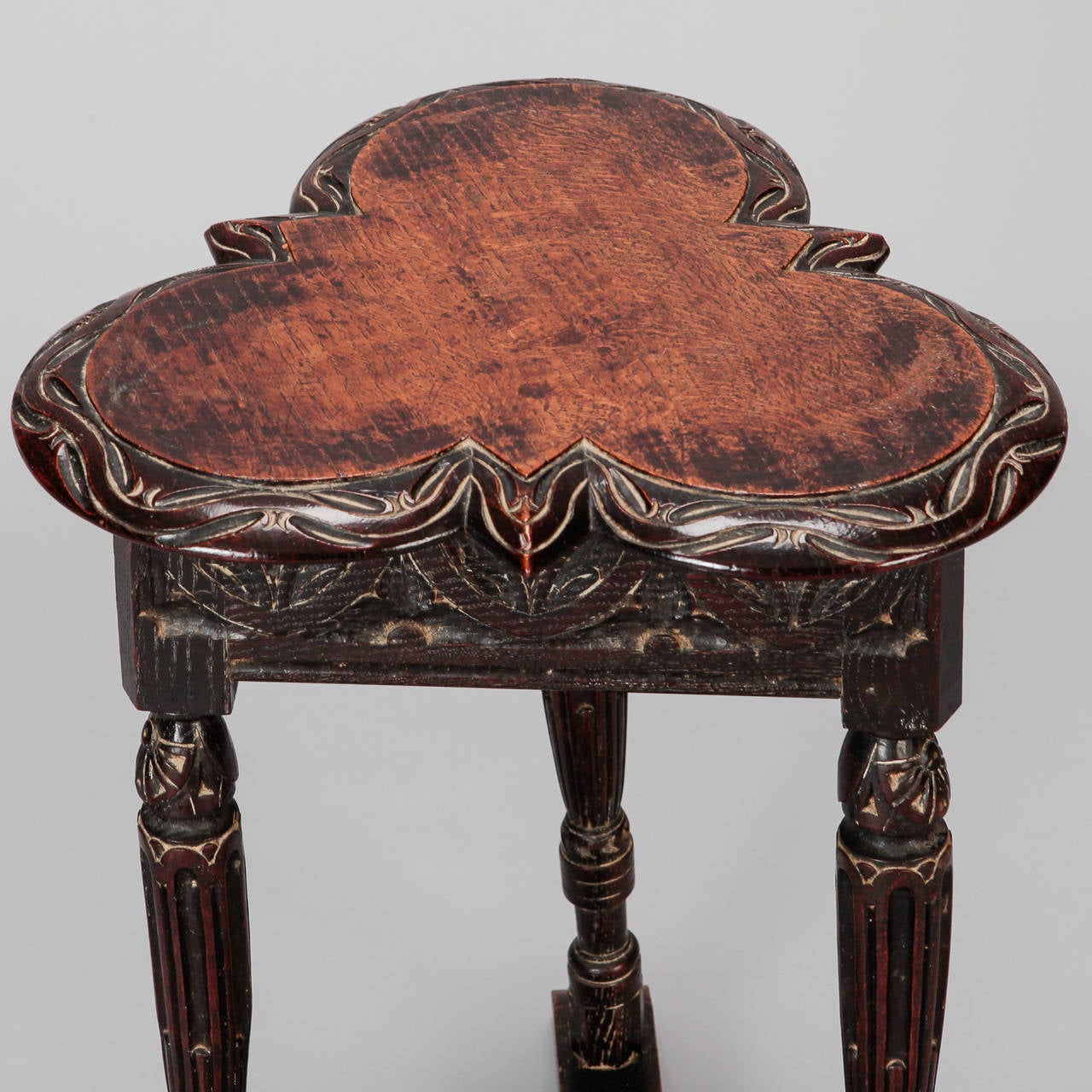 19th Century European Trefoil Carved Side Table 2