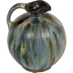 Antique Roger Guerin Signed Blue Pitcher