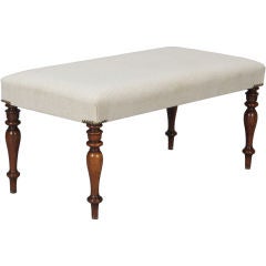 Antique English Mahogany Bench with Turned Legs