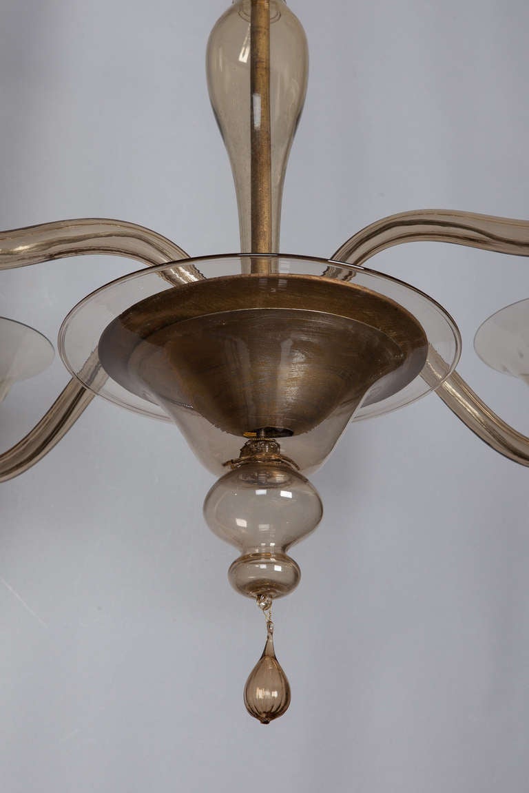 Mid-20th Century Midcentury Venini Pale Amber Murano Glass Chandelier