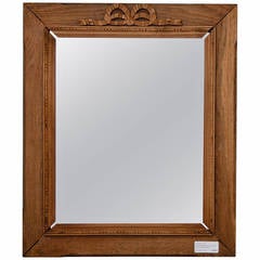 French Bleached and Hand-Carved Mirror with Bow