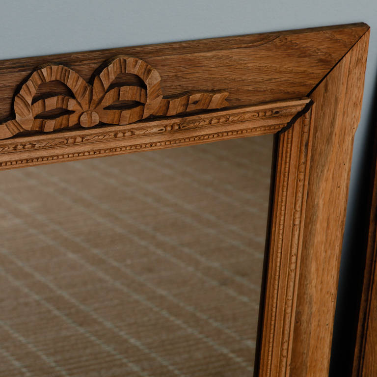 French Bleached and Hand-Carved Mirror with Bow 1