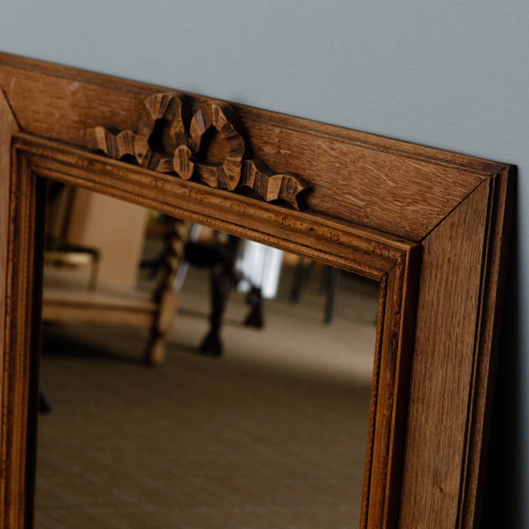 French Bleached and Hand-Carved Mirror with Bow 2