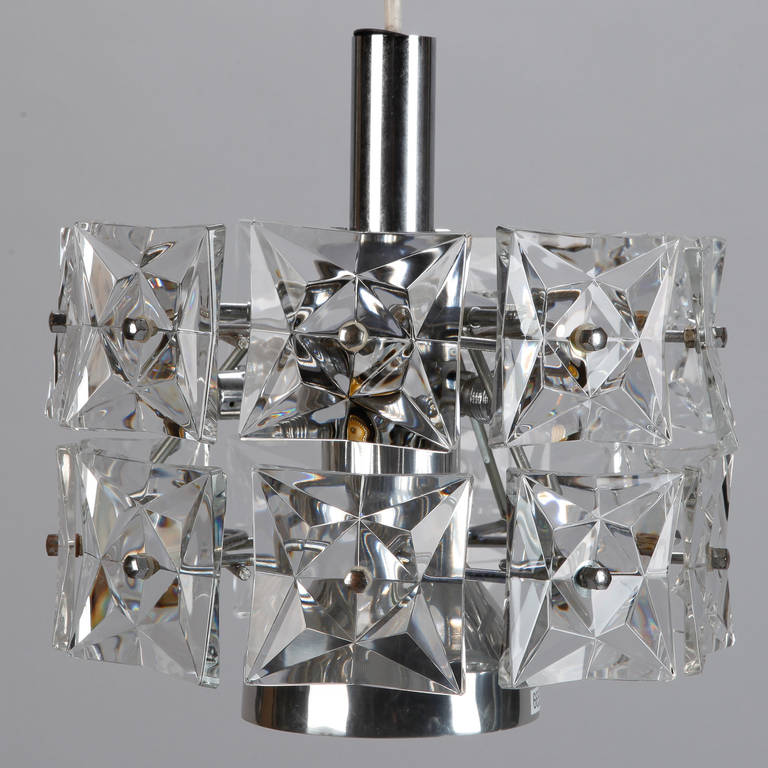 Mid-Century Modern Kinkeldey Crystal Fixture with Chrome and Nickel Base For Sale